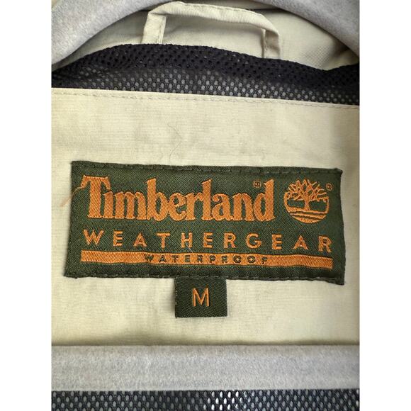 Vtg Timberland Weathergear Men’s Two-Tone Lightweight Jacket Size M Beige Black - Picture 4 of 7